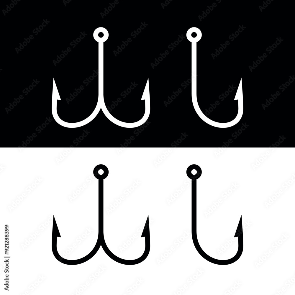 Fishing hook (fishhook) icon. Fishing or bait symbol. lure or trap.