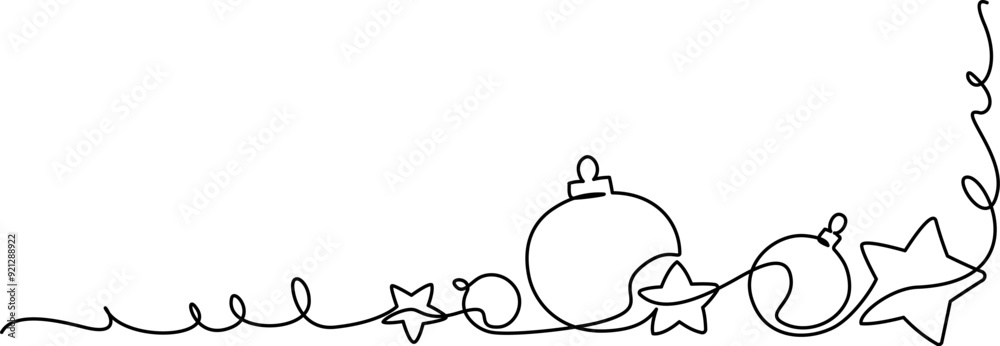 Merry Christmas decoration. Continuous one line art. Merry Christmas decoration. Continuous one line art.