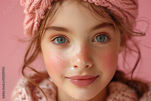 A girl confidently presents a blank label natural lip balm, her soft lips a testament to the product's moisturizing qualities.