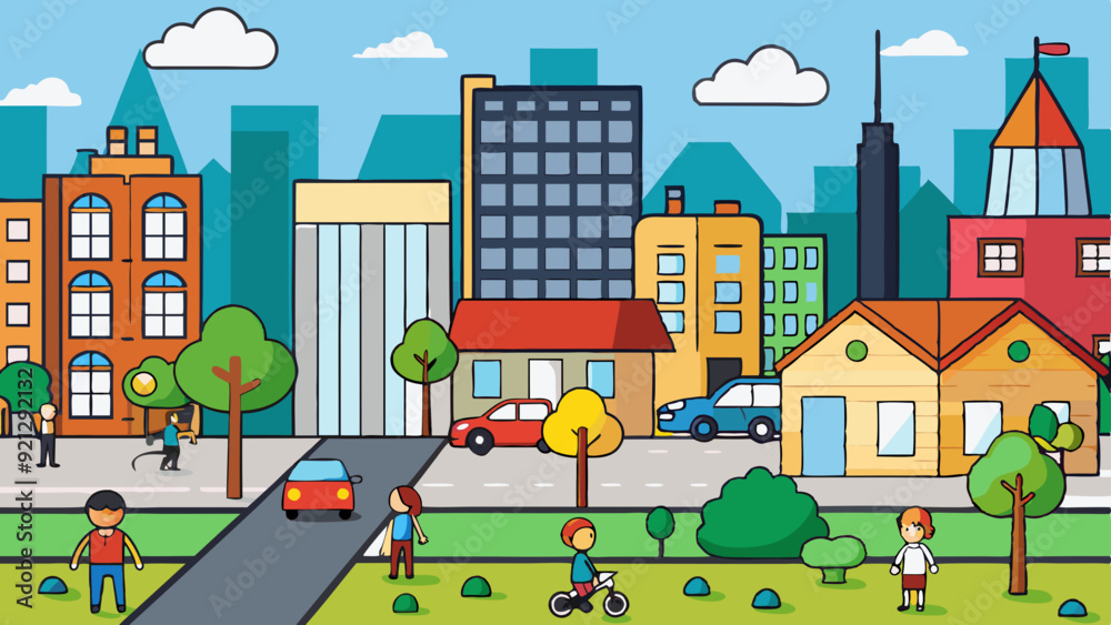 create a city vector art illustration