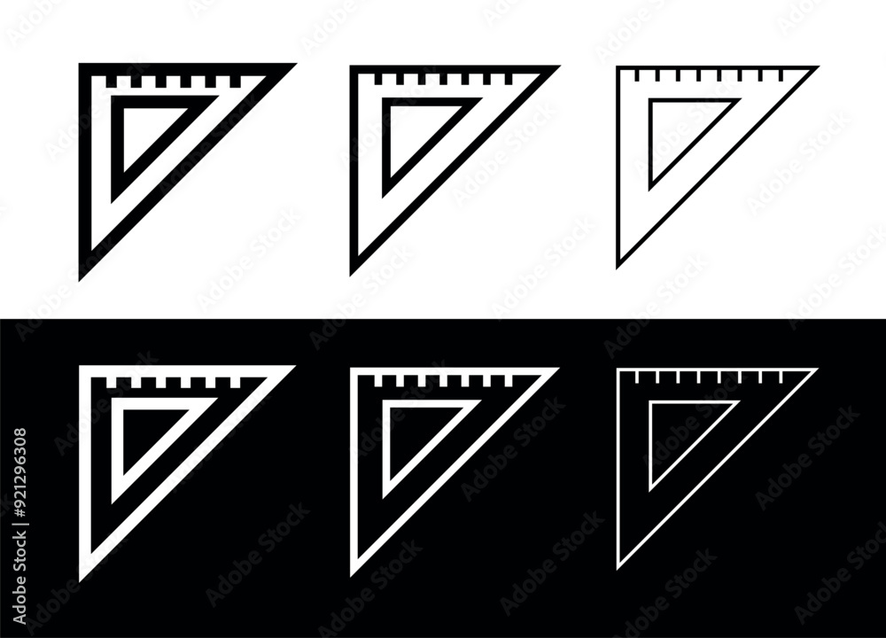 Set square icon. Triangular ruler, measurement or drawing attribute. Symbol of mathematics or geometry. Set square icon. Triangular ruler, measurement or drawing attribute. Symbol of mathematics or geometry.