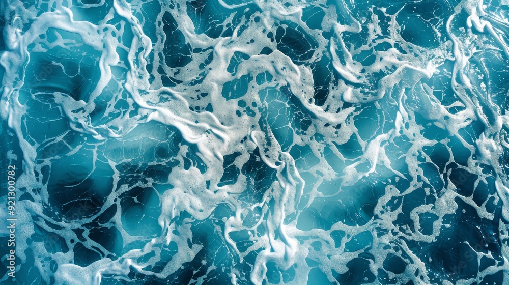 Obraz premium Immerse yourself in the soothing tranquility of the stunning azure water waves depicted in this abstract ocean image