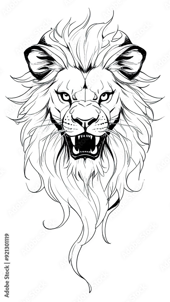 Obraz premium tattoo drawing with a fierce lion face