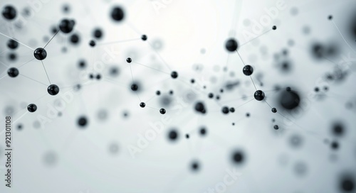 Abstract View of Black Molecules Connected by Thin Lines in a Scientific Setting