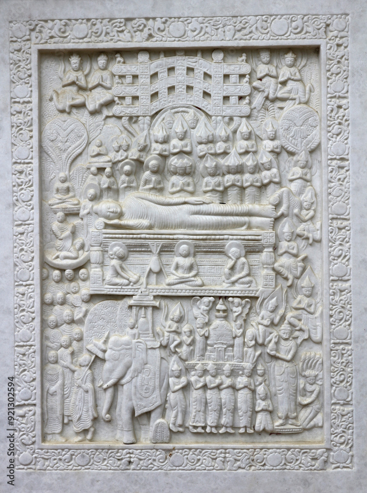 Marble carving in a Buddhist temple, nirvana or Buddha's sleep. Marble carving in a Buddhist temple, nirvana or Buddha's sleep.