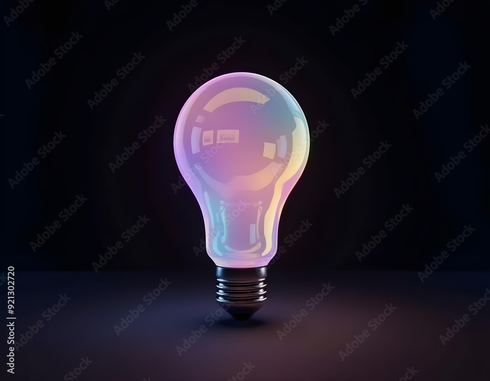 a detailed 3D model of a light bulb, showcasing smooth, transparent surfaces with colorful gradients create with ai a detailed 3D model of a light bulb, showcasing smooth, transparent surfaces with colorful gradients create with ai