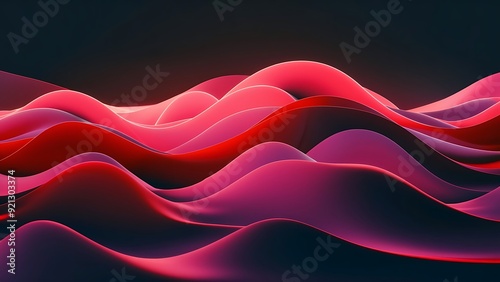 Abstract Waves in Pink and Red Hues Digital Wallpaper