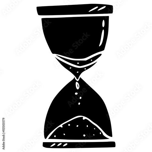 hourglass with sand hand drawn glyph icon