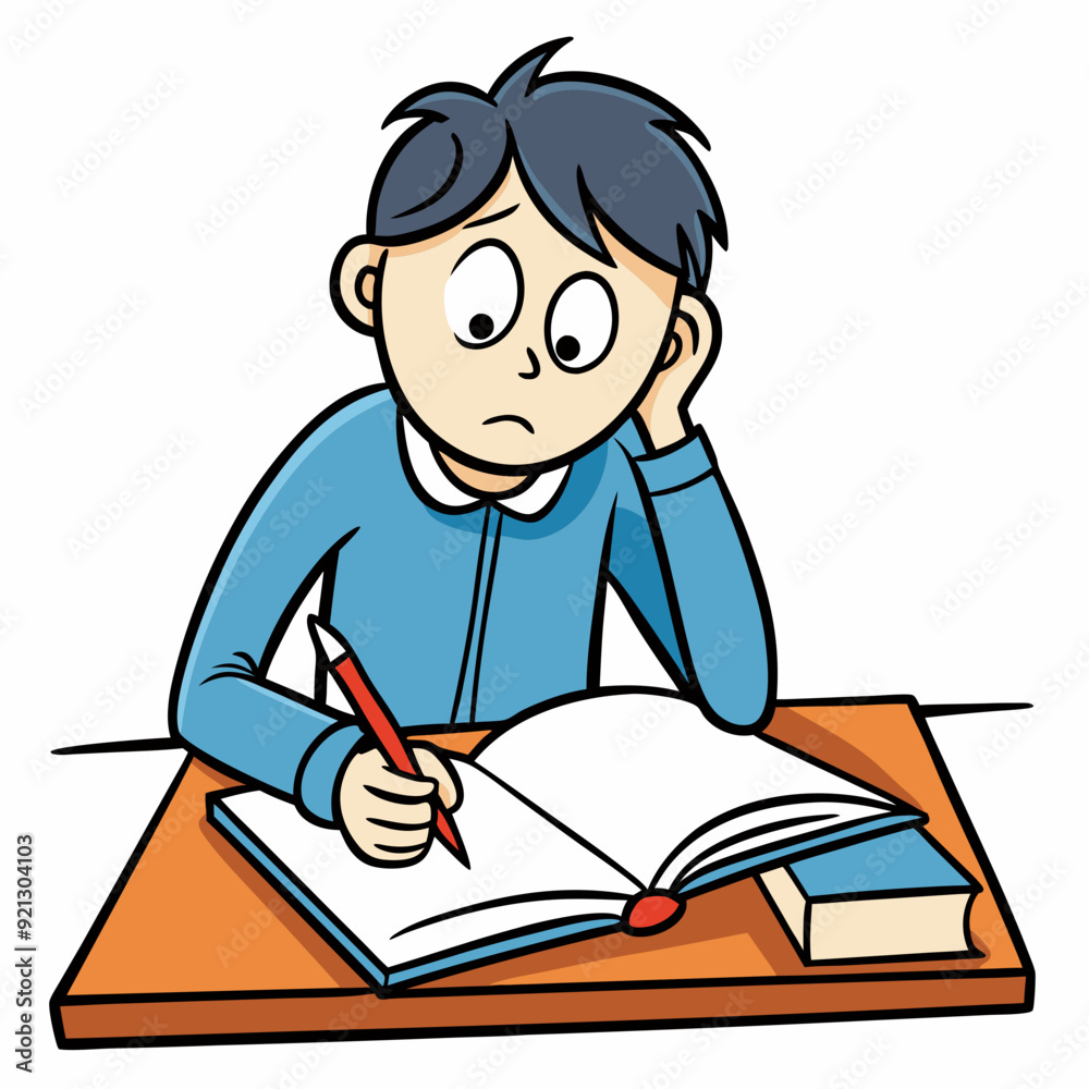 Hard to do the homework Art vector illustration Hard to do the homework Art vector illustration