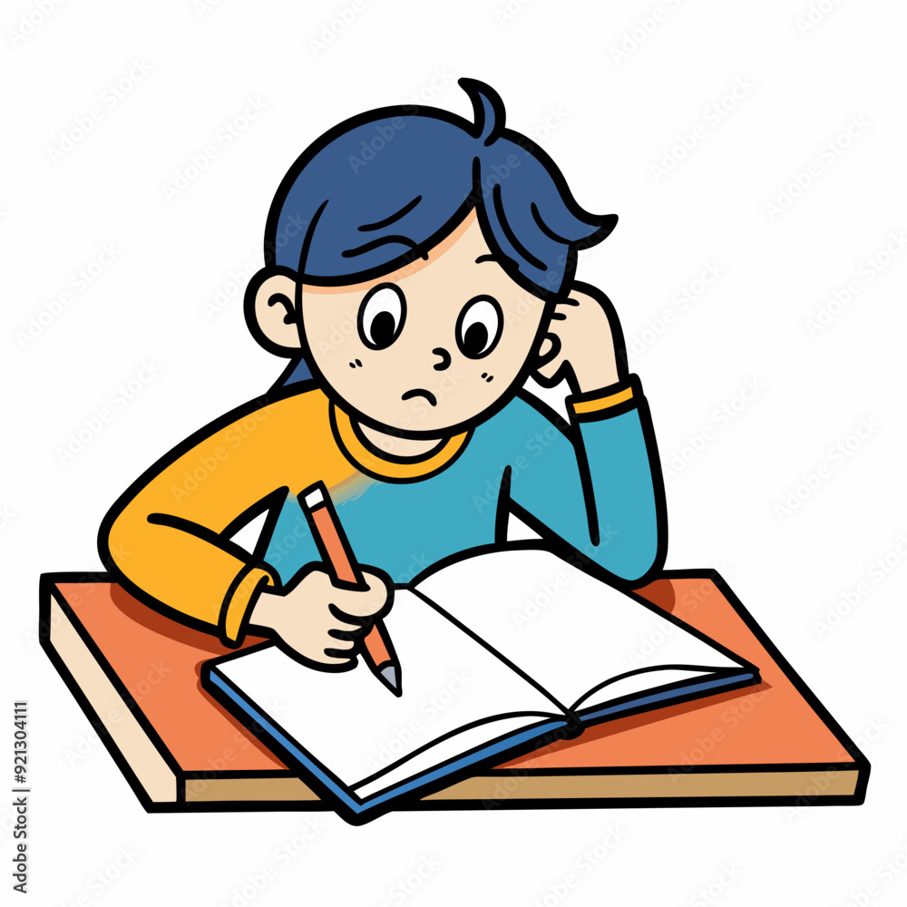 Hard to do the homework Art vector illustration Hard to do the homework Art vector illustration