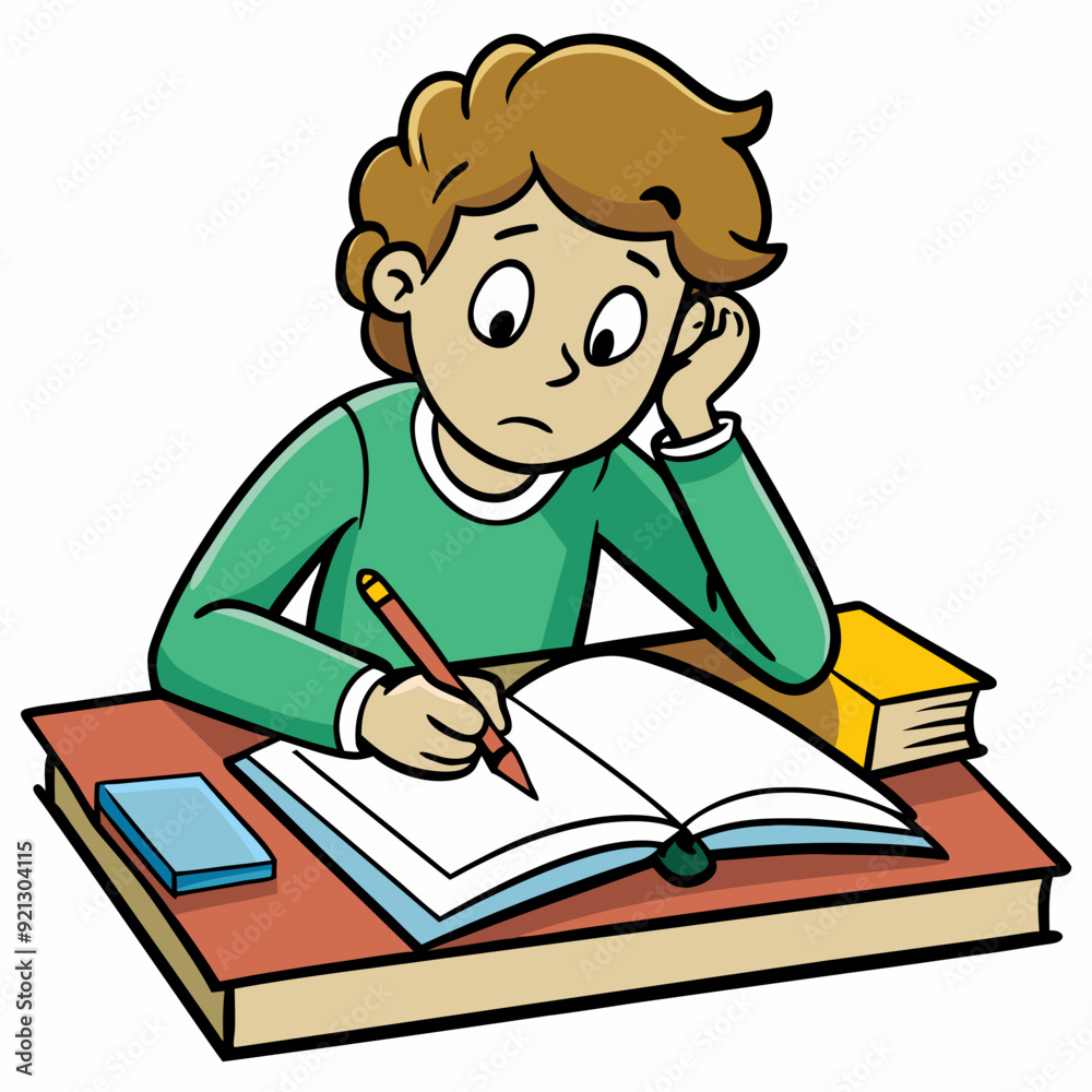 Hard to do the homework Art vector illustration Hard to do the homework Art vector illustration
