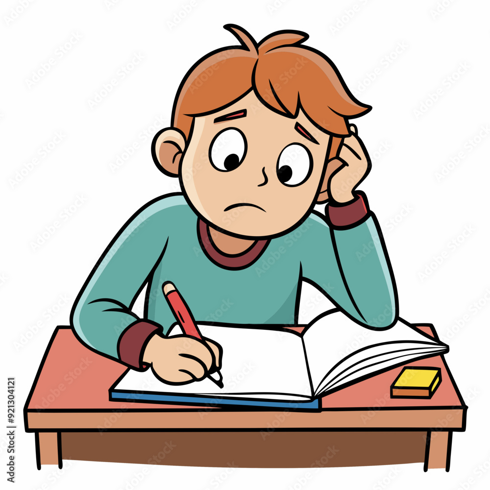 Hard to do the homework Art vector illustration Hard to do the homework Art vector illustration
