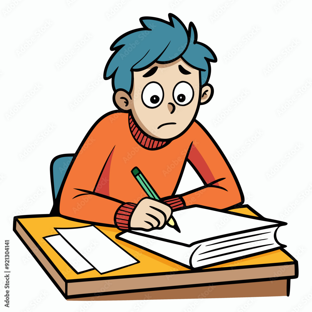 Hard to do the homework Art vector illustration Hard to do the homework Art vector illustration