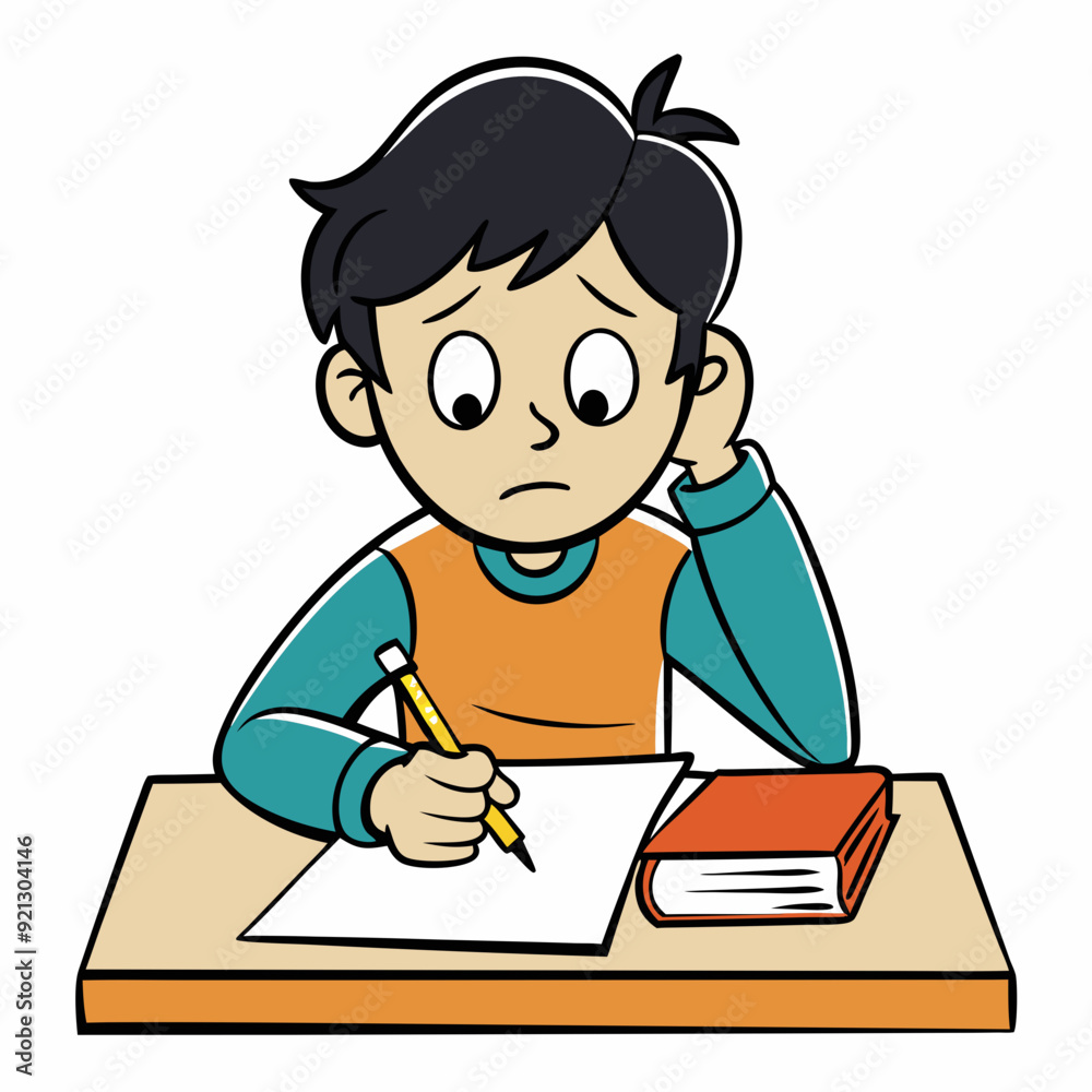 Hard to do the homework Art vector illustration Hard to do the homework Art vector illustration