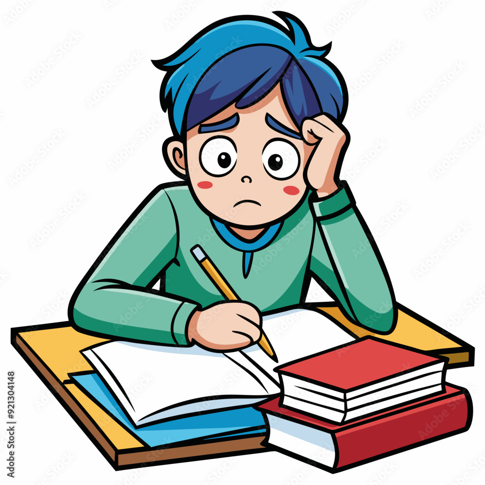 Hard to do the homework Art vector illustration Hard to do the homework Art vector illustration
