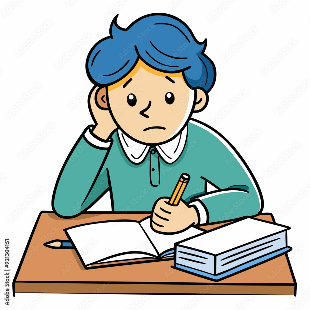 Hard to do the homework Art vector illustration Hard to do the homework Art vector illustration