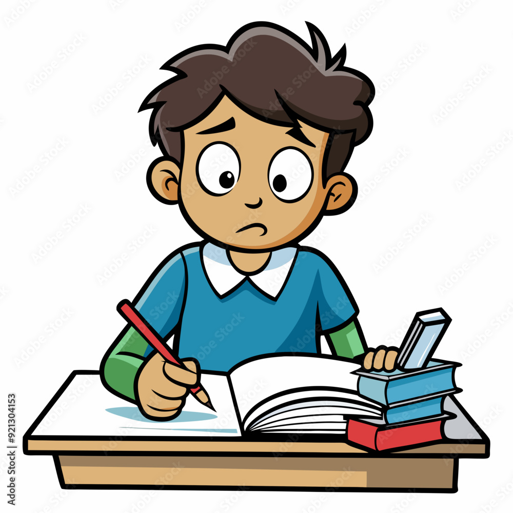 Hard to do the homework Art vector illustration Hard to do the homework Art vector illustration