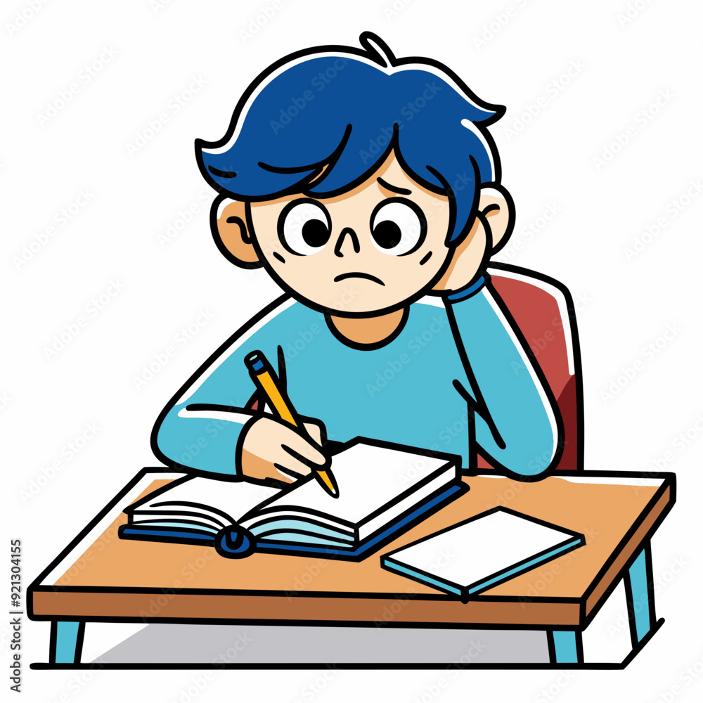 Hard to do the homework Art vector illustration Hard to do the homework Art vector illustration