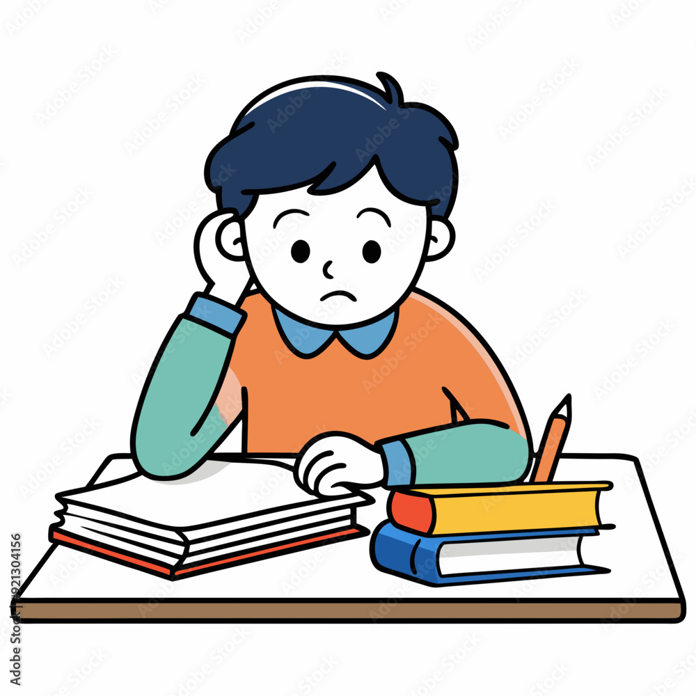Hard to do the homework Art vector illustration Hard to do the homework Art vector illustration