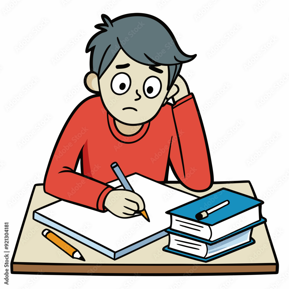 Hard to do the homework Art vector illustration Hard to do the homework Art vector illustration