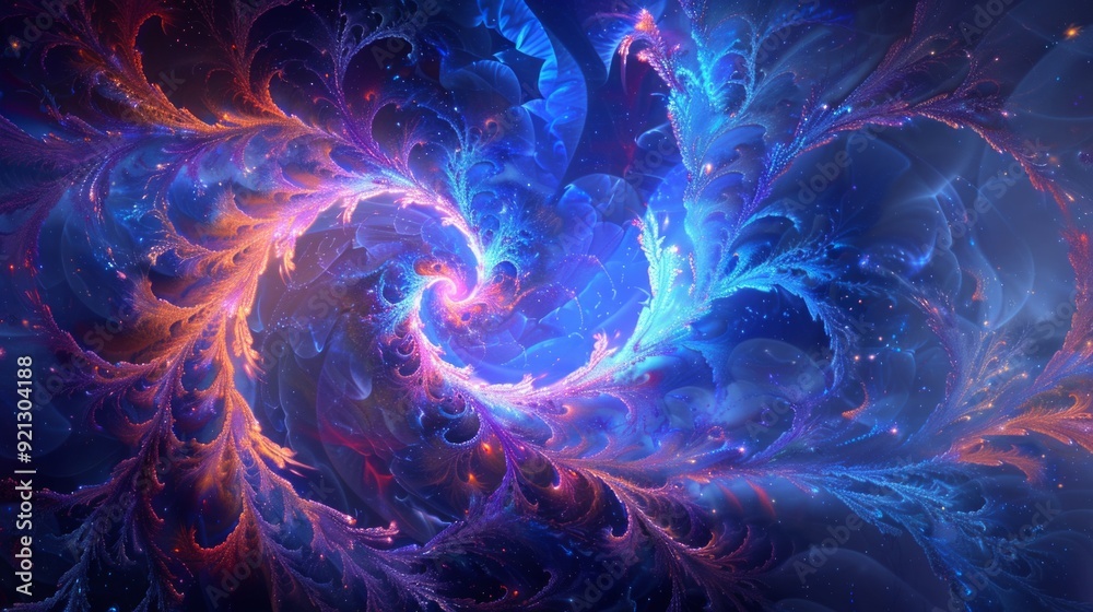 Abstract neon fractal wallpaper with space Abstract neon fractal wallpaper with space