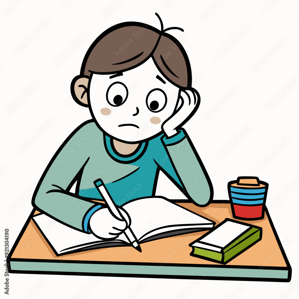 Hard to do the homework Art vector illustration Hard to do the homework Art vector illustration