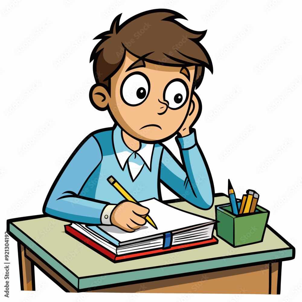 Hard to do the homework Art vector illustration Hard to do the homework Art vector illustration