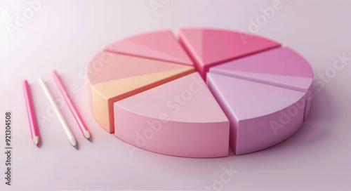 Colorful Pie Chart on Geometric Display in Minimalist Studio Setting