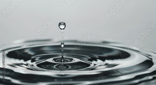 Droplets Falling on Tranquil Water Surface Creating Ripples