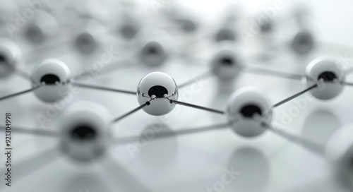 Abstract View of Black Molecules Connected by Thin Lines in a Scientific Setting