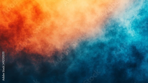 Colorful smoke blending orange and blue in an abstract background