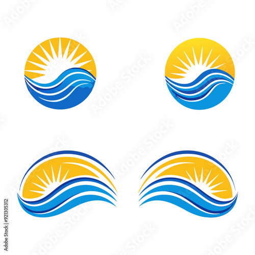 Water wave Logo Template on a isolated white background (8)