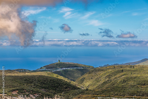 Obraz na płótnie Landscape around the Barragem do Pico da Urze reservoir on the island of Madeira w salonie