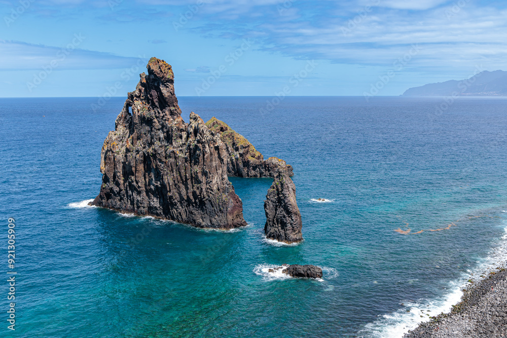 Rock formations near the coast of the village of Ribeira da Janela on the island of Madeira