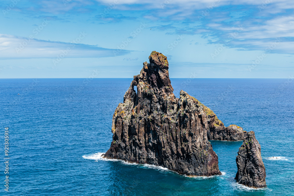 Rock formations near the coast of the village of Ribeira da Janela on the island of Madeira