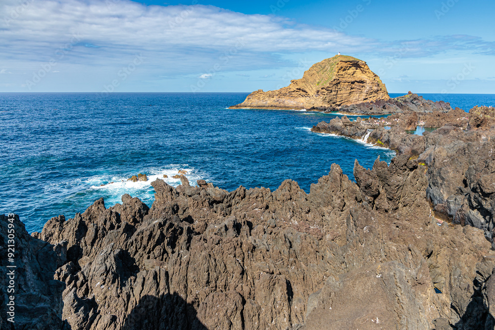 Rock formations near the coast of the village of Ribeira da Janela on the island of Madeira