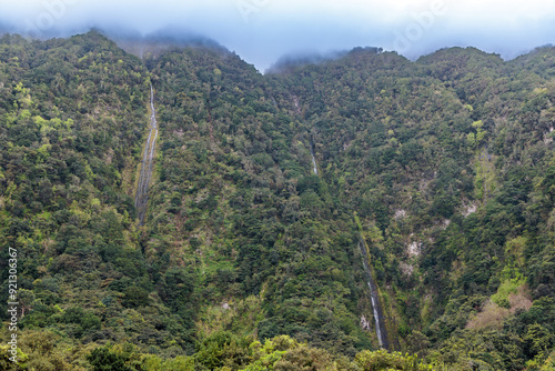 Waterfalls above the town of Seixal on the island of Madeira