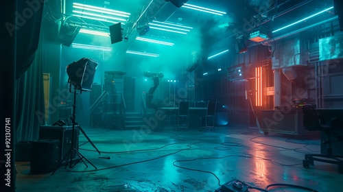 a room with a lot of lights