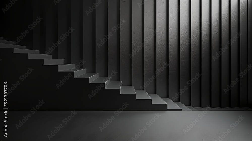a stair case in a dark room a stair case in a dark room