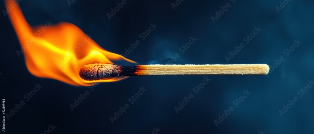 Burning Matchstick on Dark Background Burning Matchstick on Dark Background