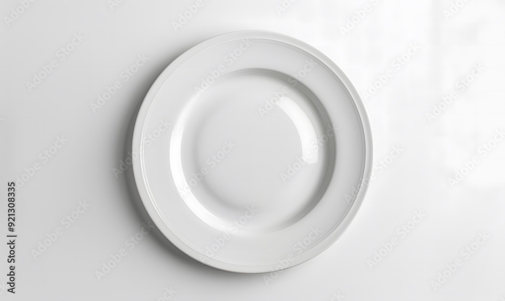 Empty ceramic round plate isolated on white background. View from above. isolated on a white background, design Empty ceramic round plate isolated on white background. View from above. isolated on a white background, design