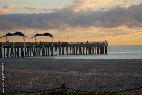 sunset on the beach, pier