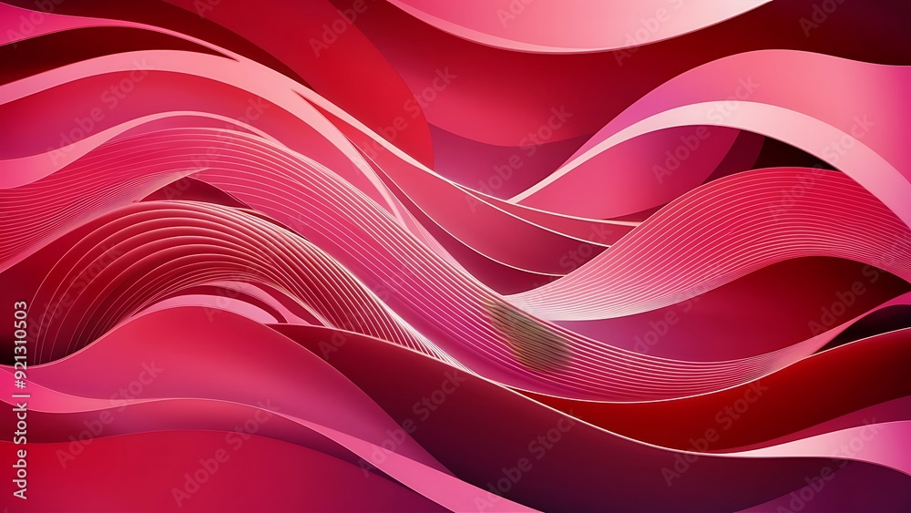 Obraz premium Abstract Waves in Pink and Red Hues Digital Wallpaper