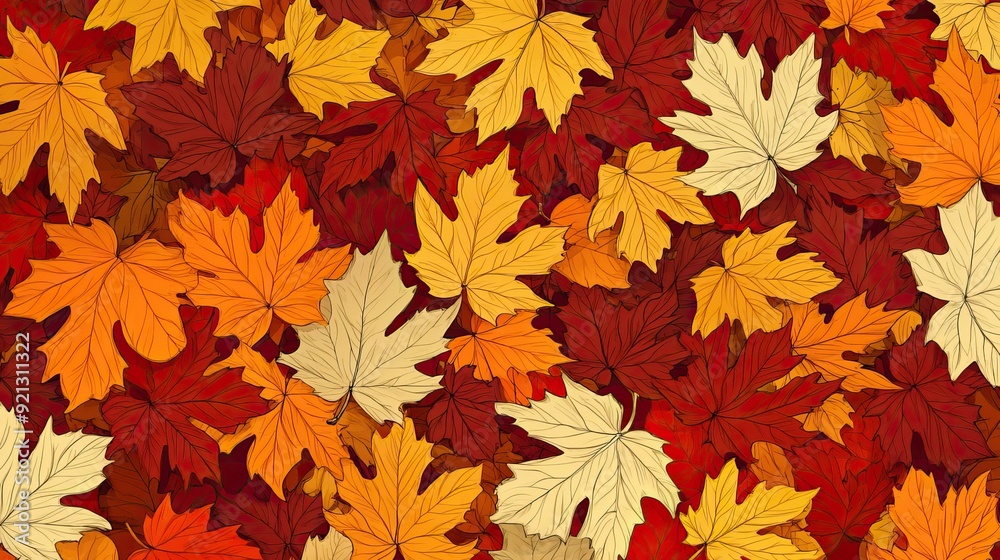 Autumn Leaves the Background with Warm and Vibrant Colors. AI generated image wallpaper Autumn Leaves the Background with Warm and Vibrant Colors. AI generated image wallpaper