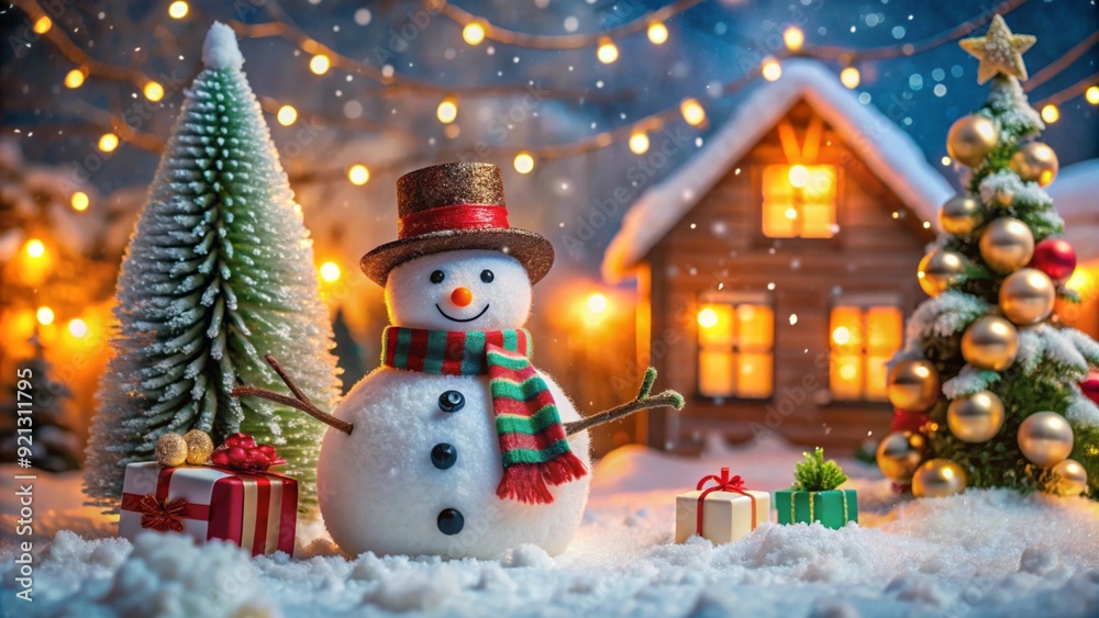 Obraz premium Christmas, Snowman.