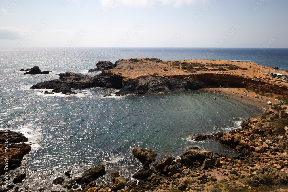 Views of Cala Fria beach from Cabo de Palos lighthouse Views of Cala Fria beach from Cabo de Palos lighthouse