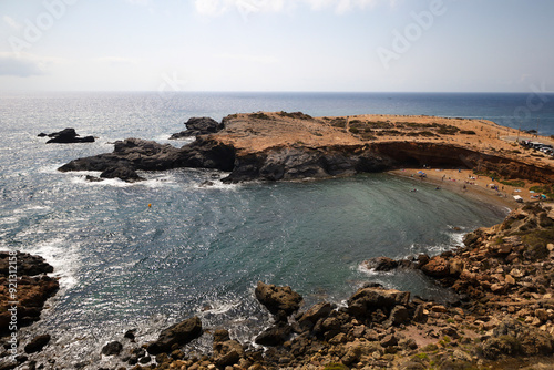 Views of Cala Fria beach from Cabo de Palos lighthouse