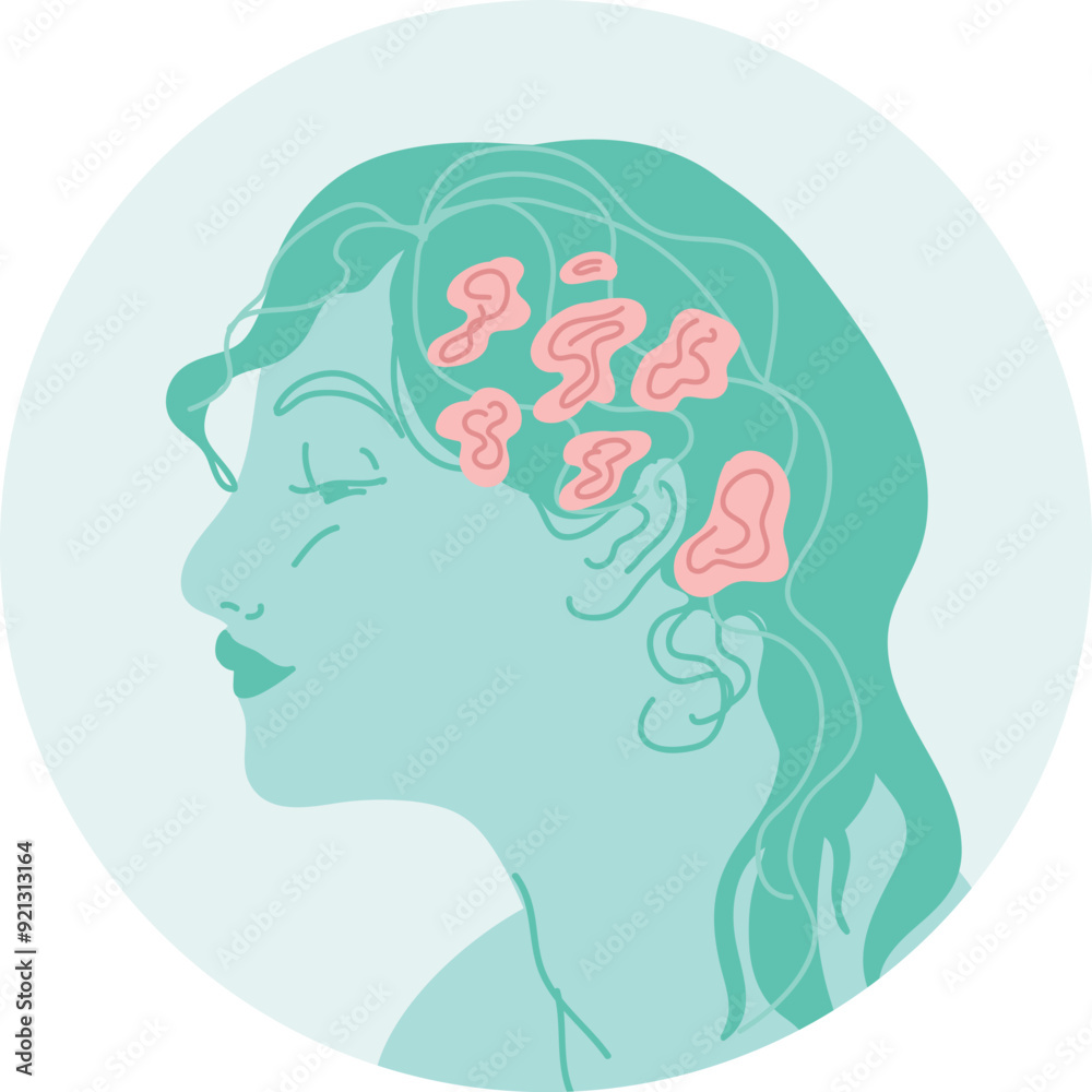 Female face icon in a fusion of Art Nouveau, Art Deco, and Victorian styles, presented in vector art. Female face icon in a fusion of Art Nouveau, Art Deco, and Victorian styles, presented in vector art.