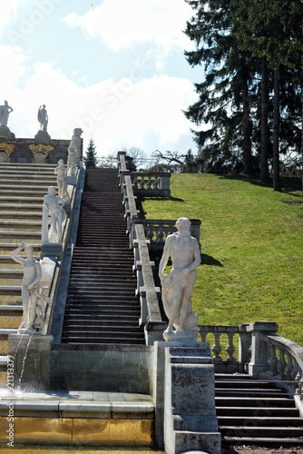 фотографія Staircase with sculptures in Peterhof, Russia.