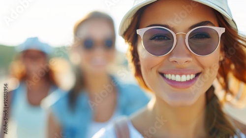 Happy Cyclist Riding on Sunlit Trail With Friends in Summer Evening